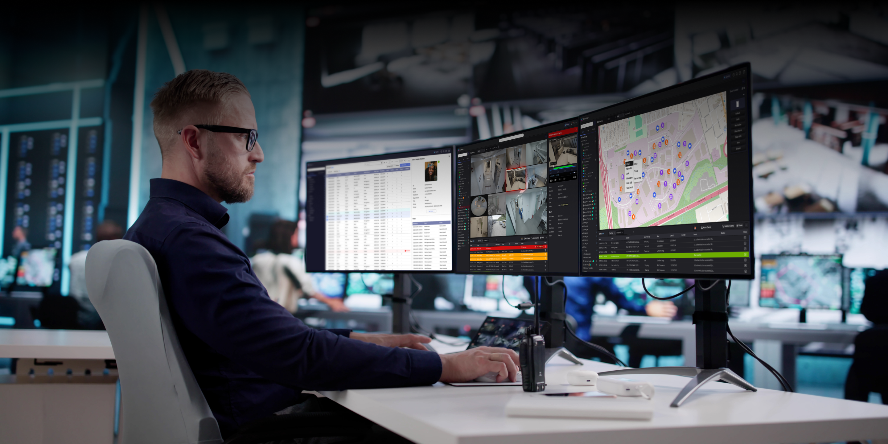 BioStar X access control central dashboard viewed on desktop and mobile