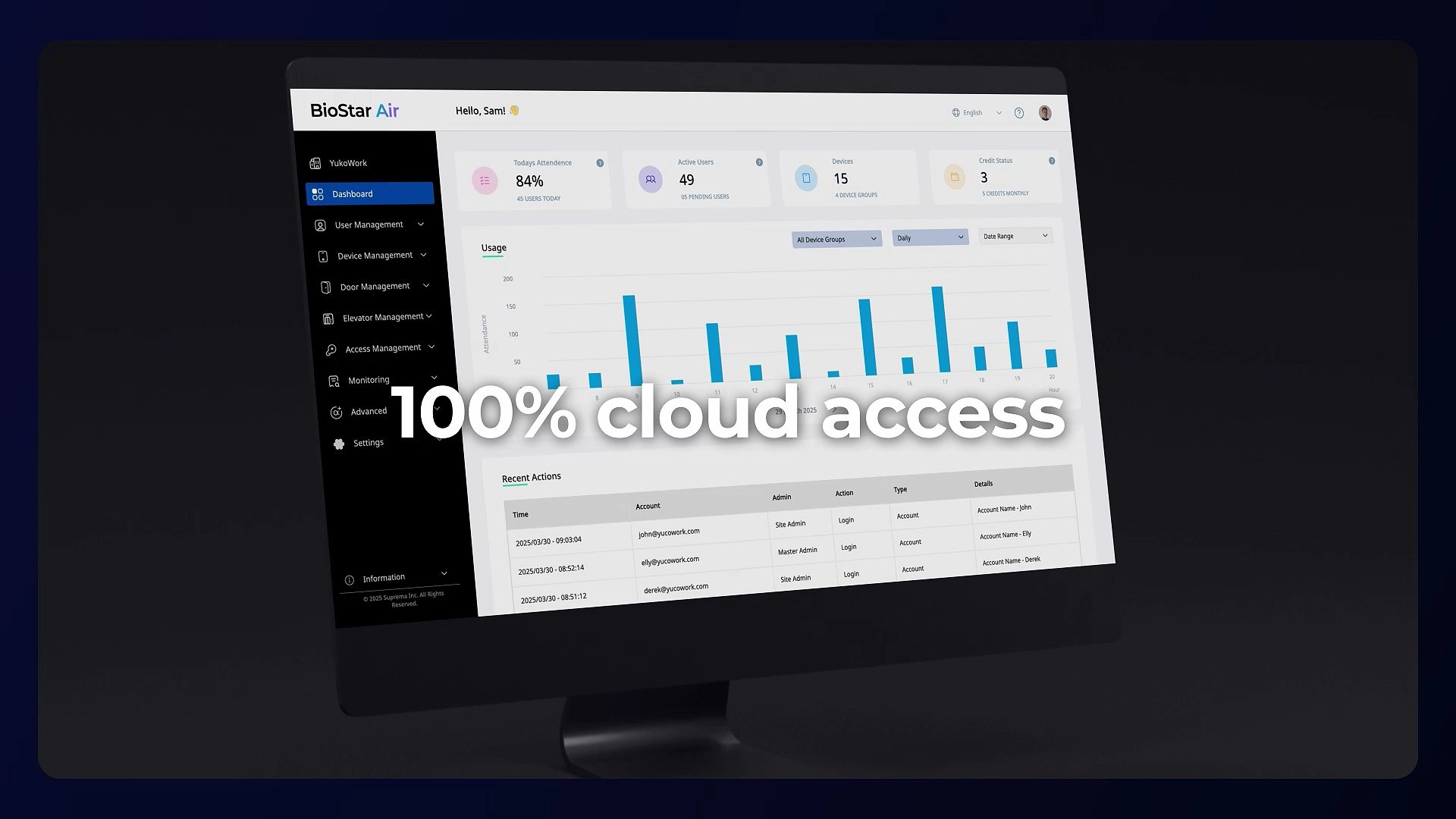 BioStar Air - Zéro infrastructure sur site. Tout dans le cloud.